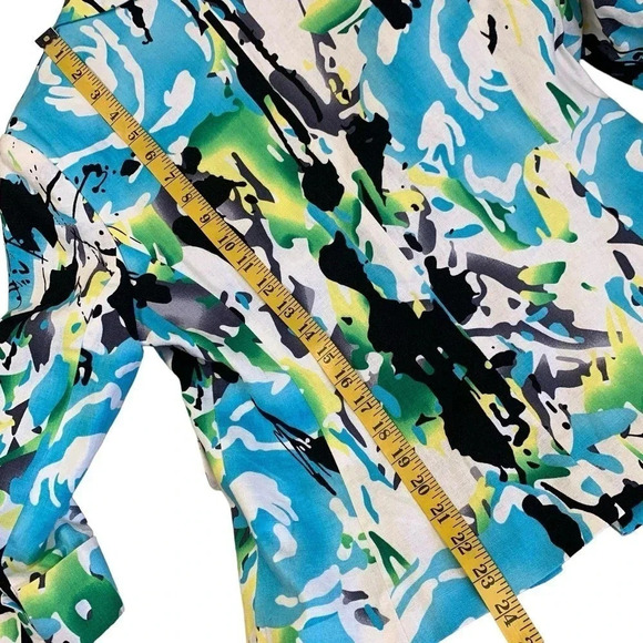 Cato Linen Blend 3/4 Sleeve Buttoned Blazer Fitted Jacket Size 14P Watercolor - Picture 15 of 16